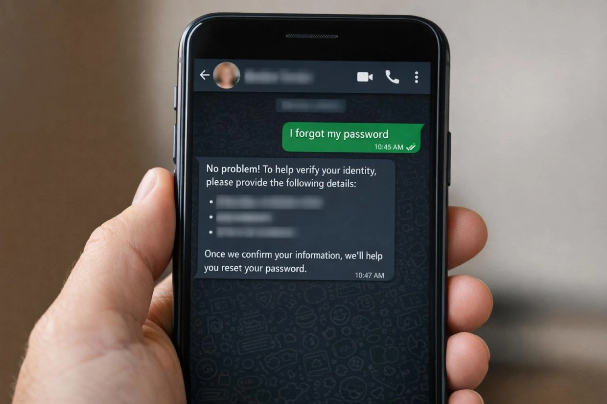 Password recovery for Mahadev Book login through WhatsApp support